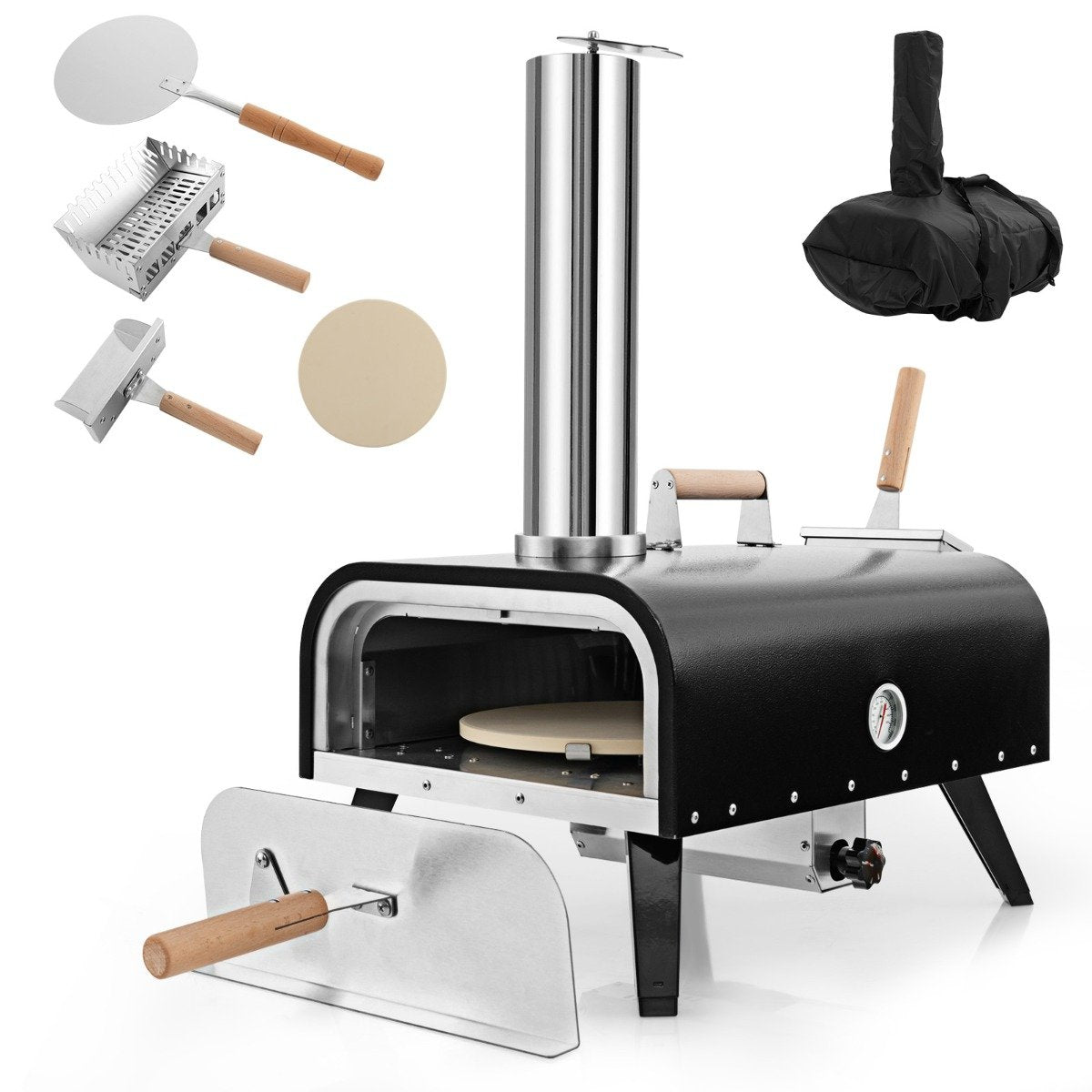 Stainless Steel 3-Layer Oven with Thermometer Pizza Peel and Carry Bag