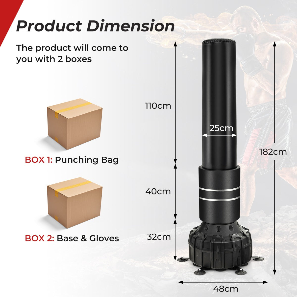Boxing Bag with Boxing Gloves and Suction Cup Base