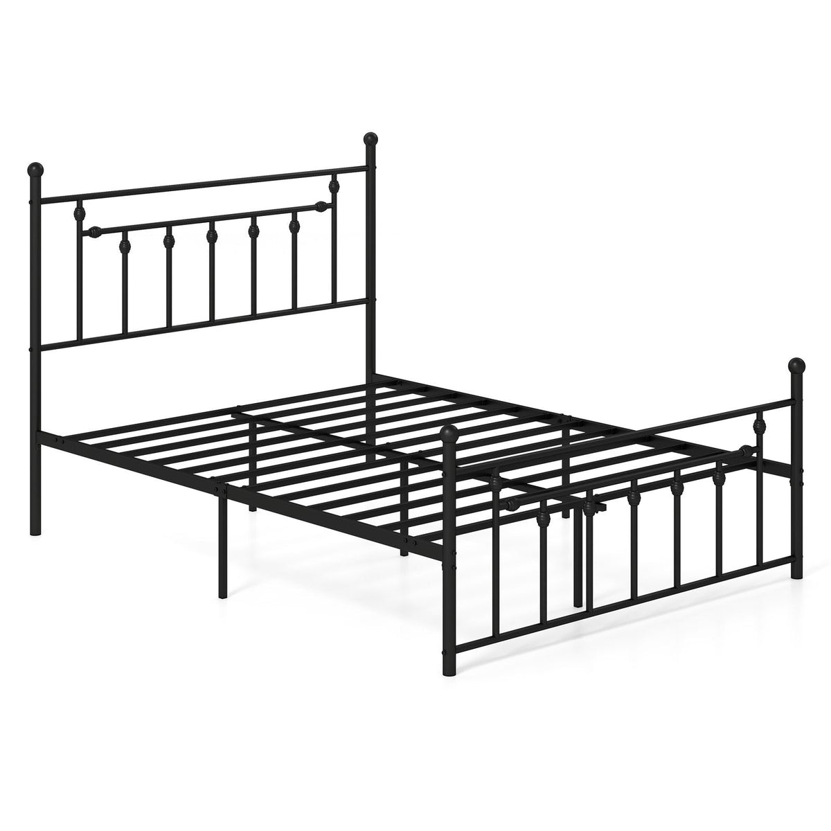 Single/Double/King Size Metal Bed Frame with Headboard-Black-Single Size