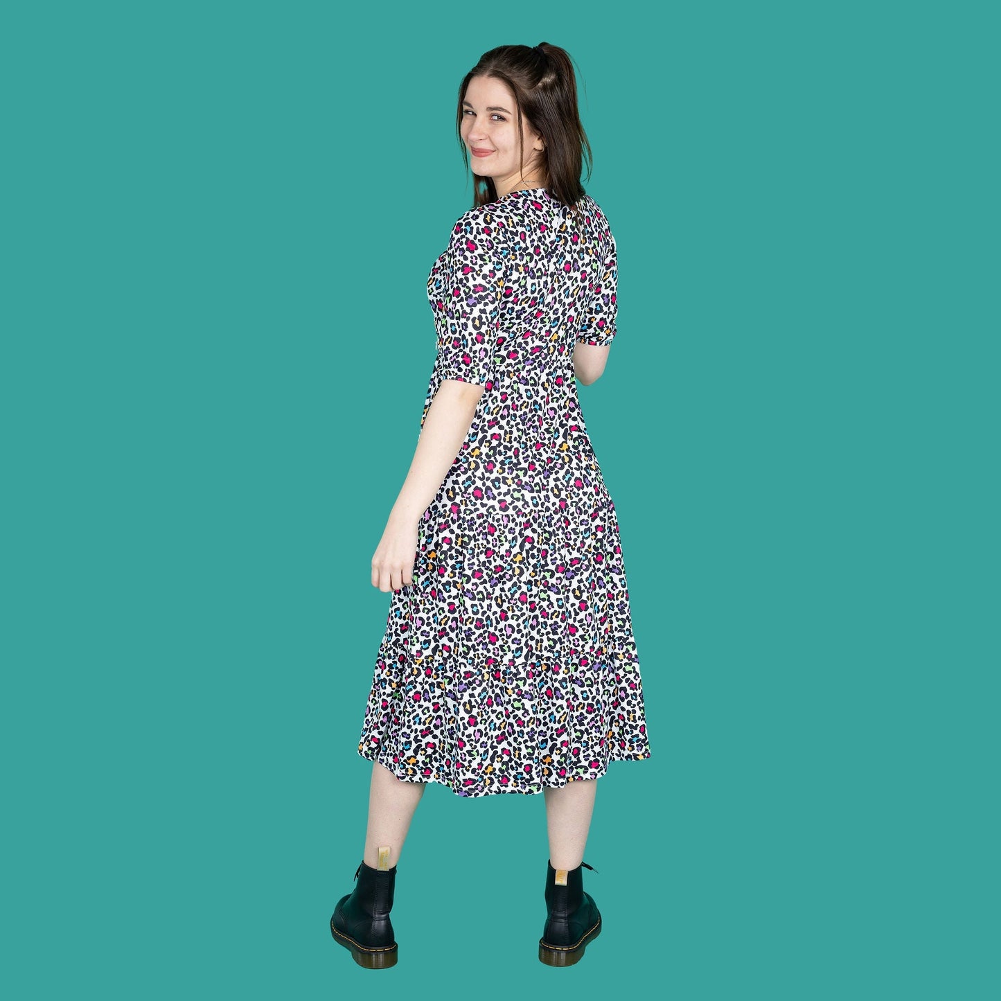 The Midi Breastfeeding Dress – Rainbow Leopard