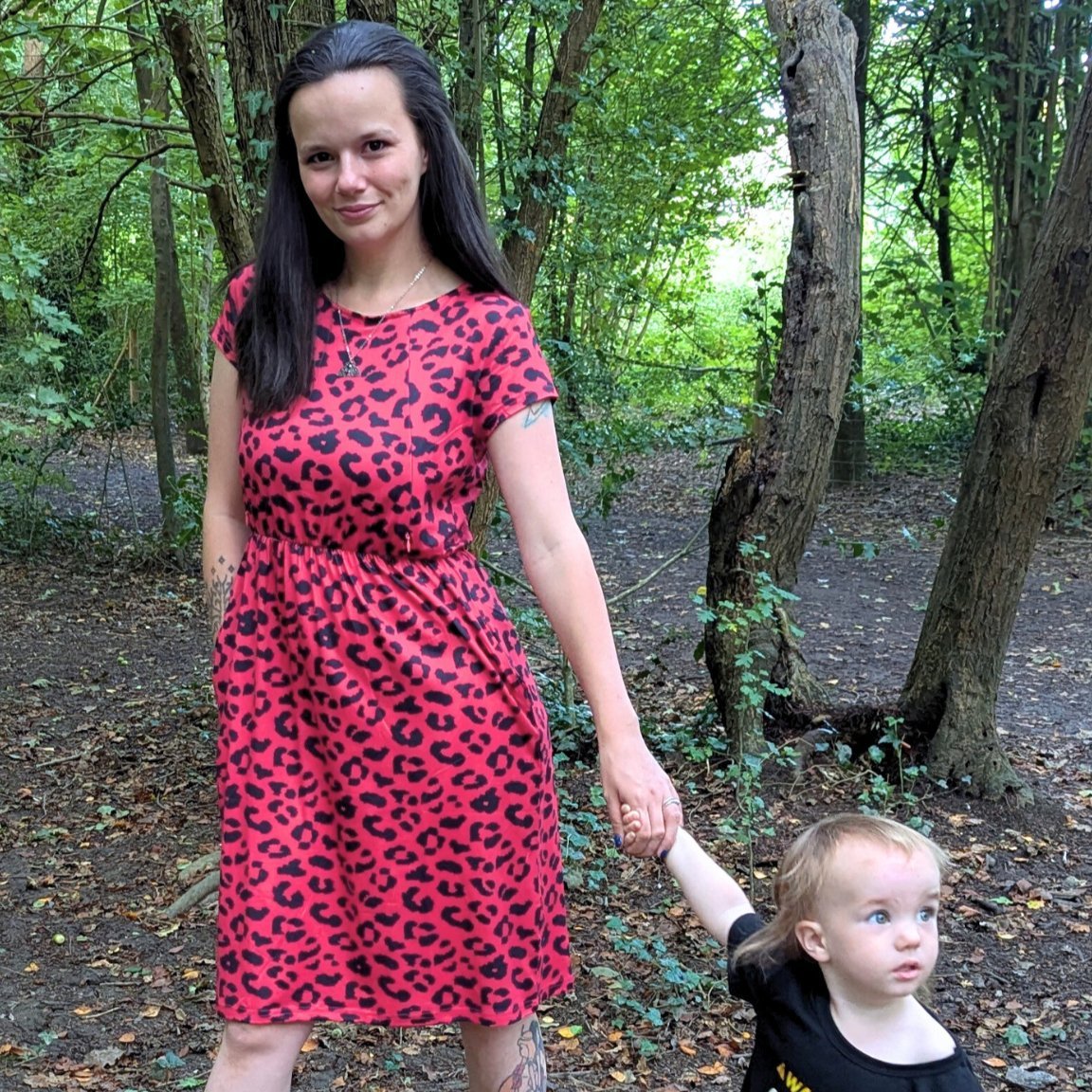 Red Leopard Print Nursing Dress - Knee Length Breastfeeding Dress
