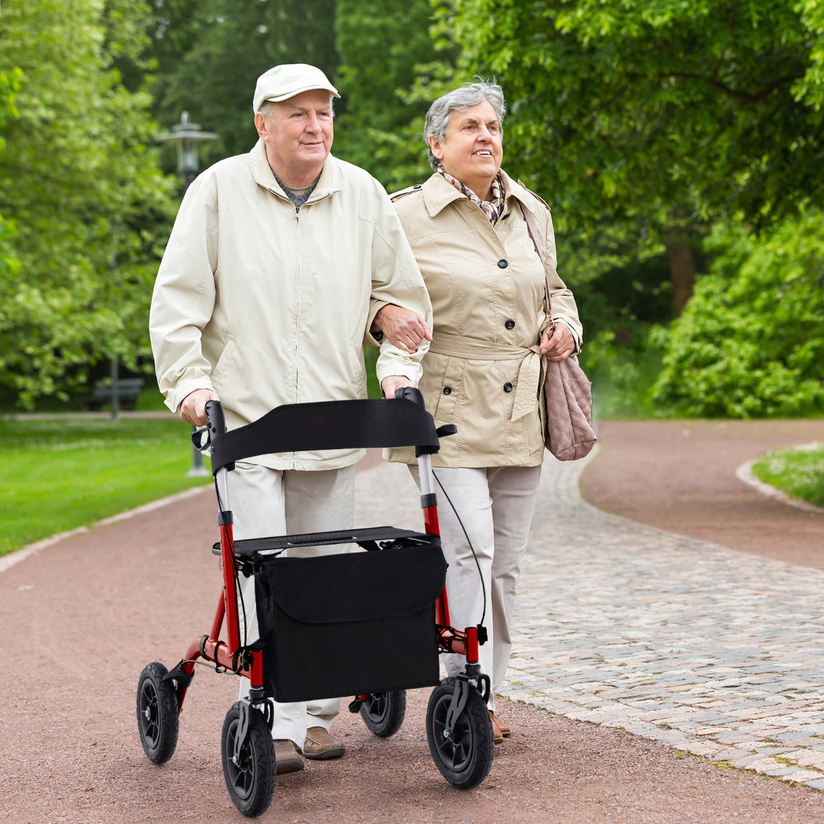 Foldable Rolling Walker with Seat-Black