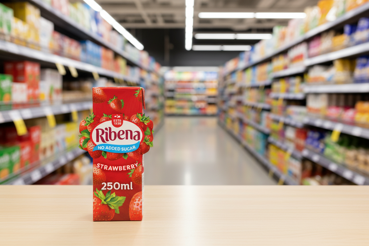 24 x Ribena Ohne Zuckerzusatz Erdbeer-Saftgetränk Karton 250Ml