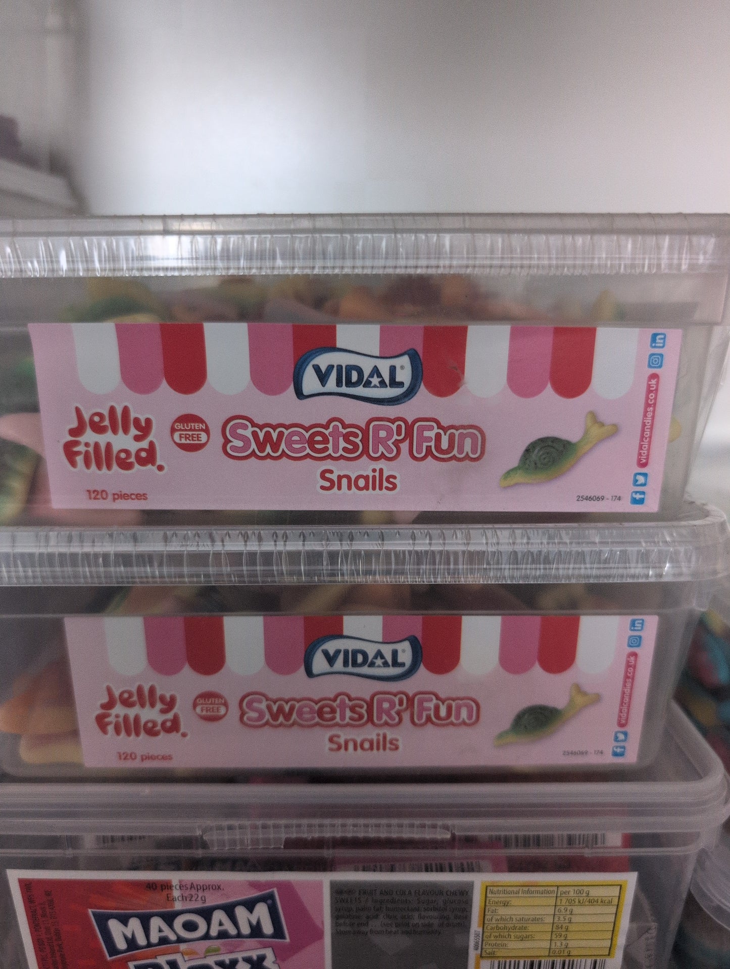 Vidal Sweets R' Fun Jelly Filled Snails Tub | 120 Pieces | Gluten Free