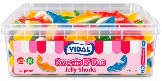 Vidal Jelly Sharks Sweets – 120 Piece Tub