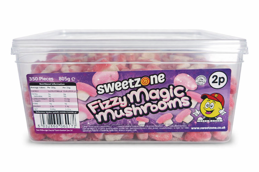 Sweetzone Fizzy Magic Mushrooms Tub – 805g (Approx. 350 Pieces) ex store.