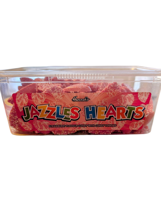 Hannah's Jazzles Hearts Strawberry Candy Tub | Bulk Sweets UK