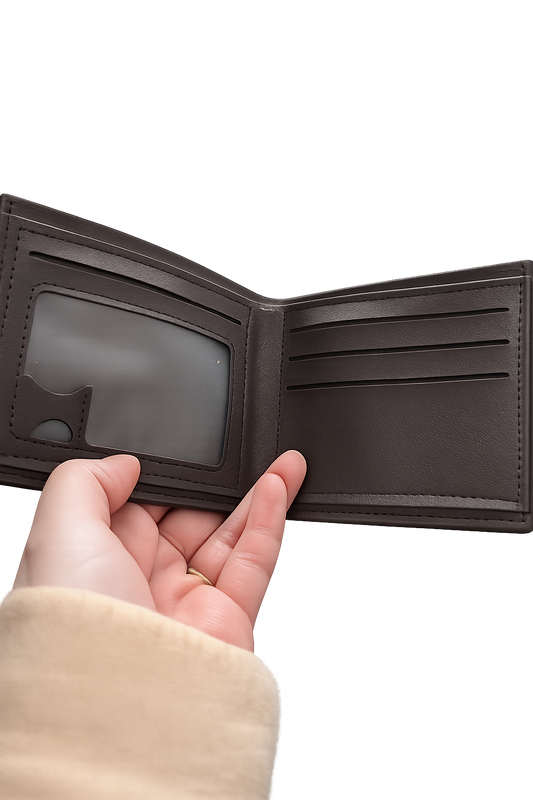 Men's Slim Bifold Wallet – Classic Leather Card Holder with ID Window