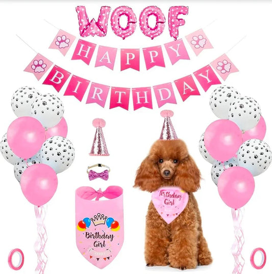 Dog Birthday Party Supplies Set - Complete Celebration Kit for Boy & Girl Dogs