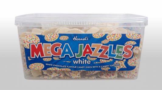 Mega Jazzies White – White Chocolate Candy Discs with Sprinkles