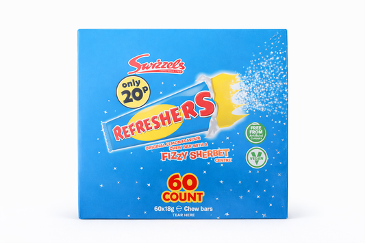 Refreshers Barras Masticables de Limón Caja de 60 | Dulces Retro de Sorbetes Efervescentes