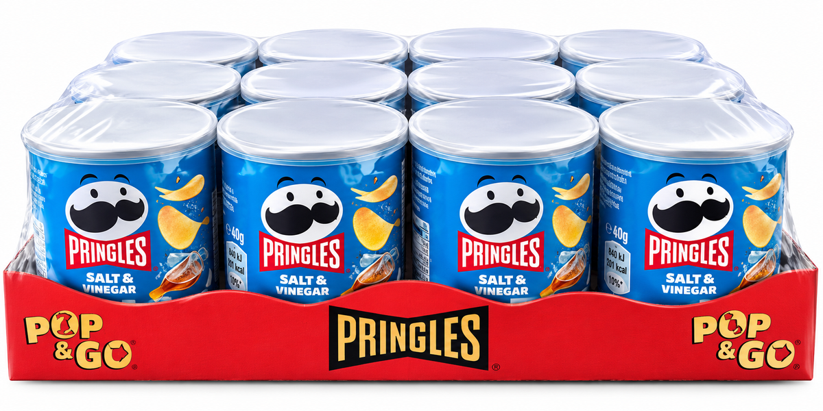 Pringles Pop & Go Salt & Vinegar Crisps – 12x40g