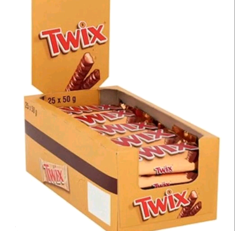 Barritas de chocolate Twix - Caja completa | 25 barritas de 50g