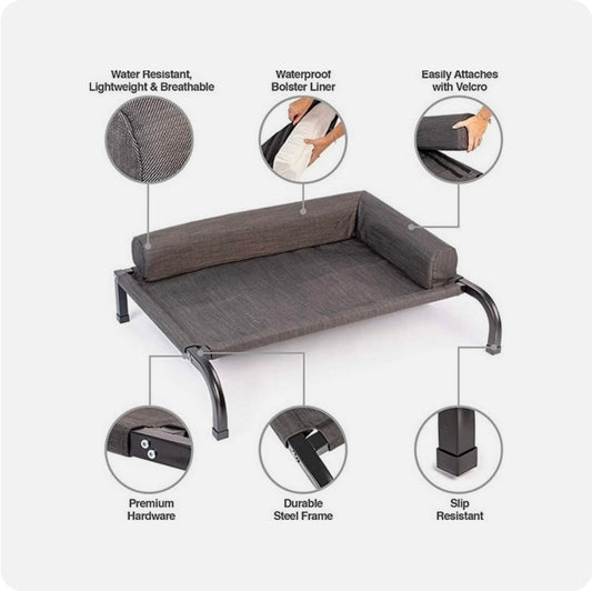 Cama elevada para perro PetFusion – Extra grande | Transpirable, impermeable y ortopédica