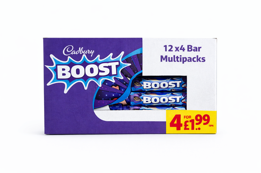Multipack de barritas de chocolate Cadbury Boost – 12 packs de 4 barritas (48 barritas en total)