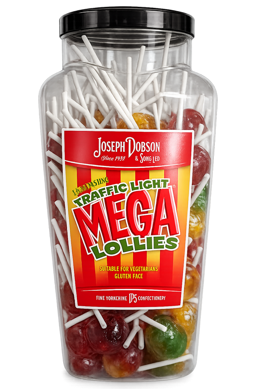 Traffic Light dobsons Mega Lollies – Retro Fruity Lollipop Tub