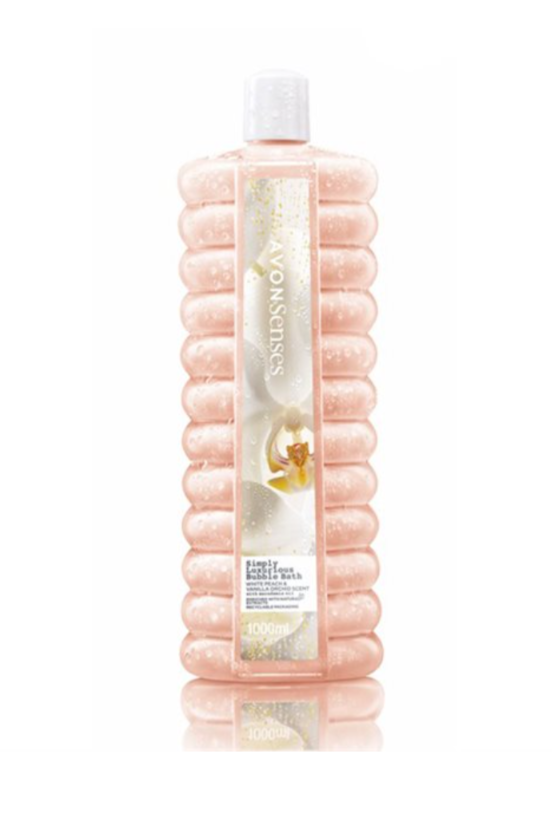 Avon Senses Simply Luxurious Bubble Bath 1000ml – White Peach & Vanilla Orchid