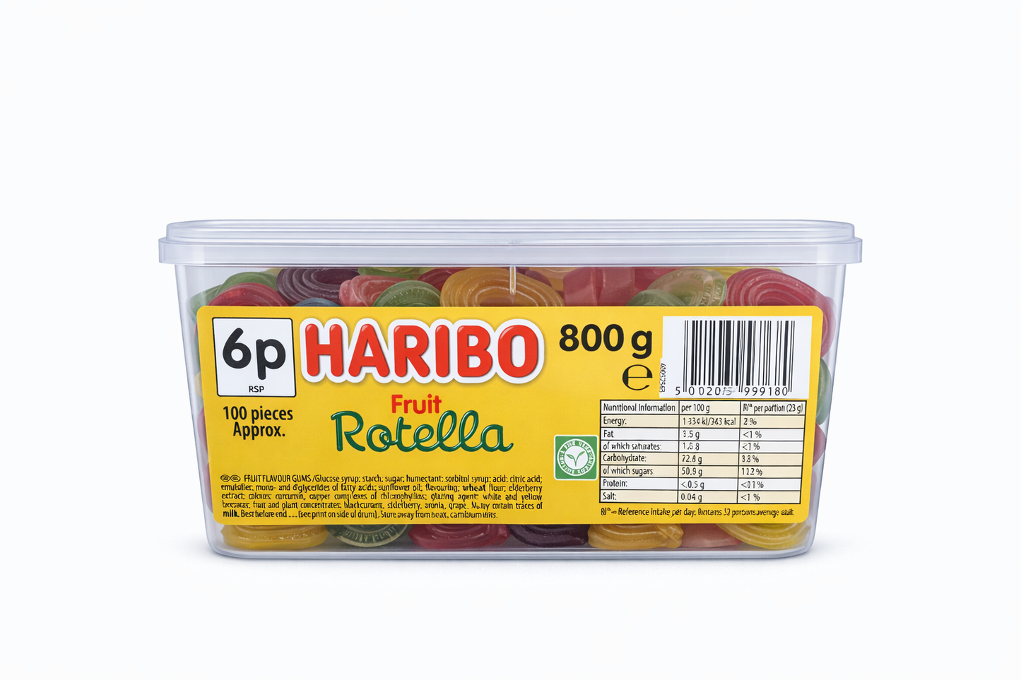 Haribo Frucht Rotella – 800g Dose (ca. 100 Stück)