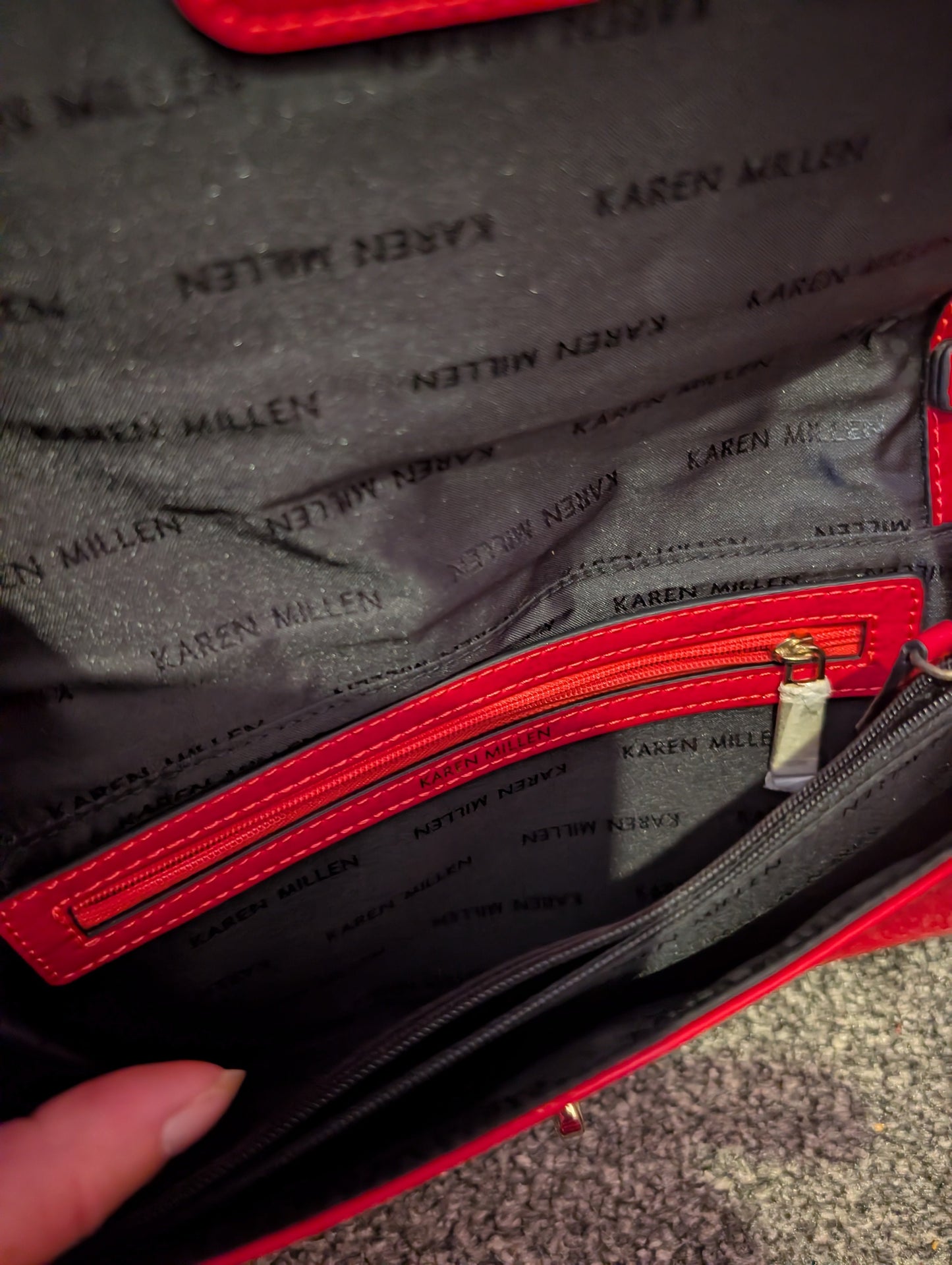 Karen Millen Red Patent Leather Crossbody Bag brand new