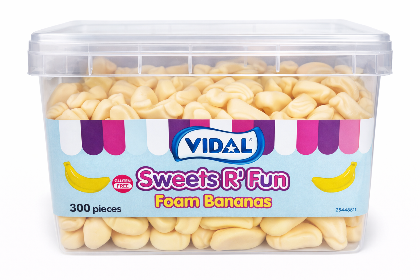 Vidal Schaumbananen Dose | 300 Stück | Glutenfreie Retro-Süßigkeiten