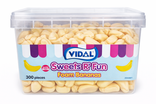 Bote de plátanos de espuma Vidal | 300 unidades | Dulces retro sin gluten