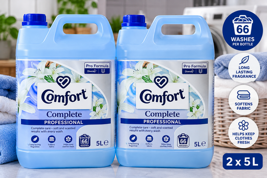 2 x Comfort Complete Dilute Professional Fabric Conditioner 5L (66 Washes Each)