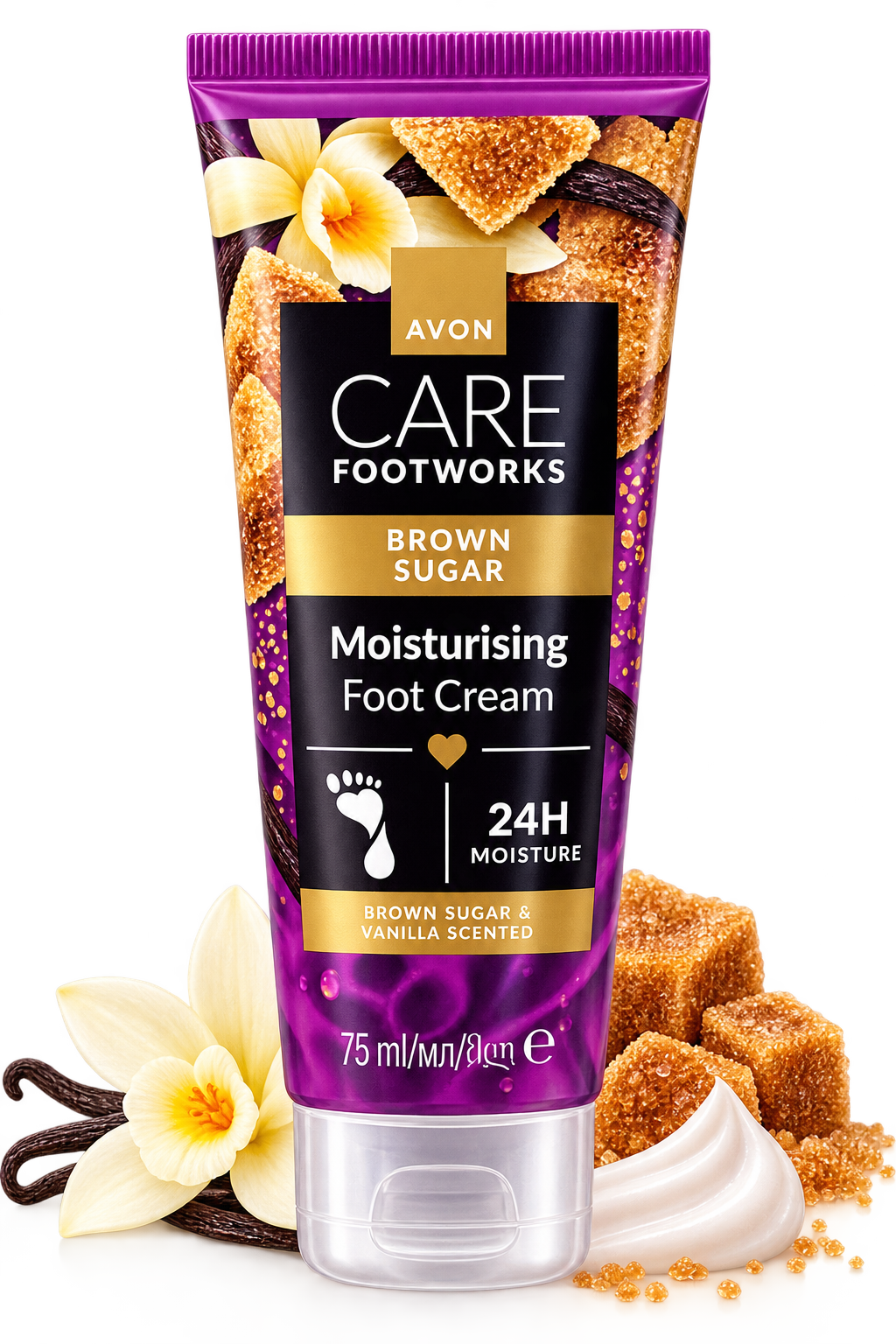 Avon Care Footworks Brown Sugar Moisturising Foot Cream 75ml