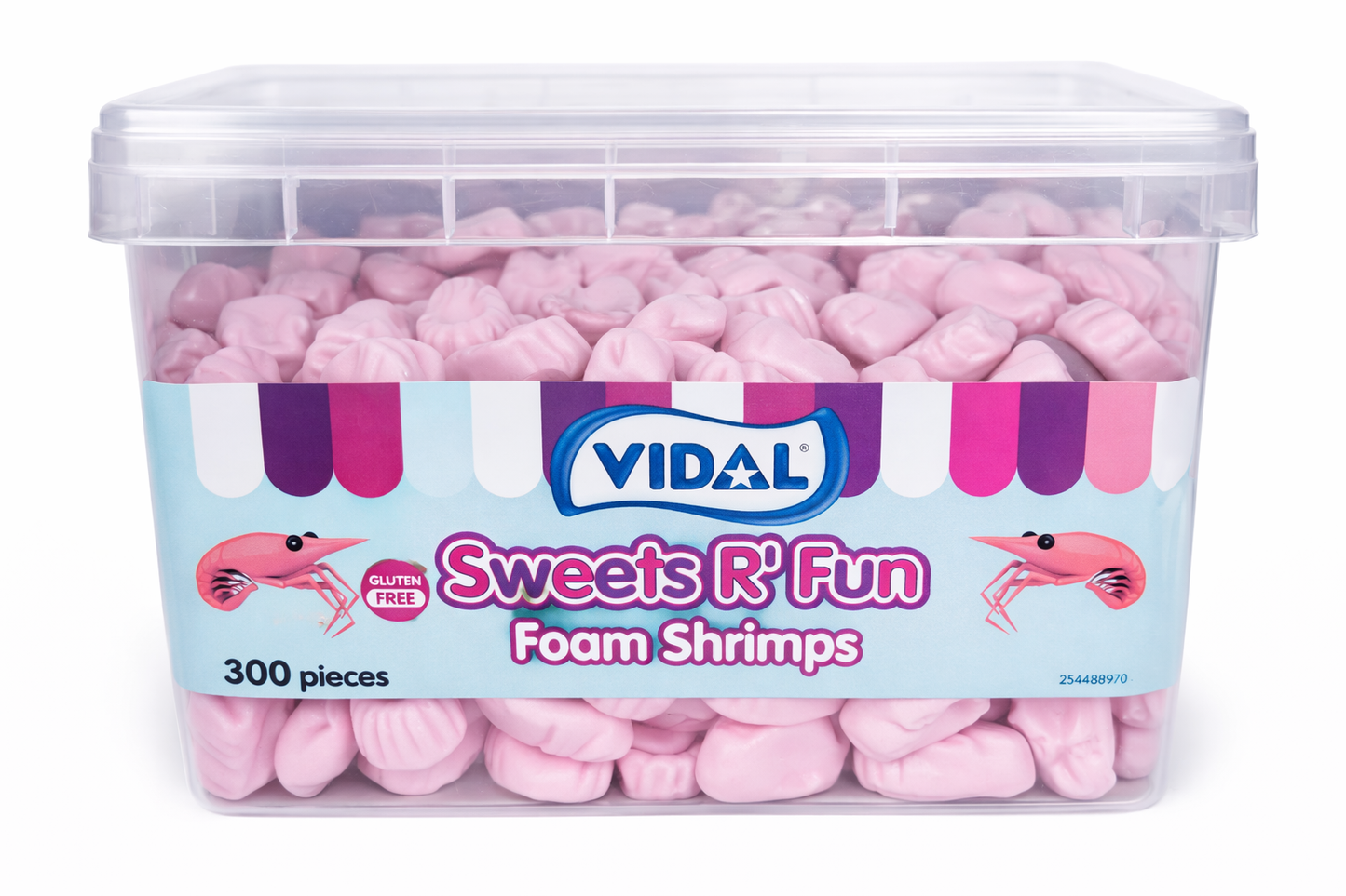 Vidal Schaumgarnelen Eimer | 300 Stück | Retro Glutenfreie Süßigkeiten