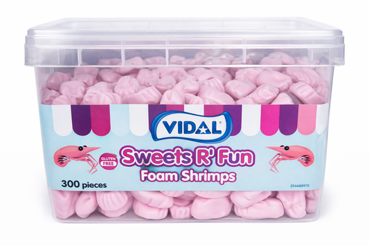 Vidal Foam Shrimps Tub | 300 unidades | Dulces retro sin gluten