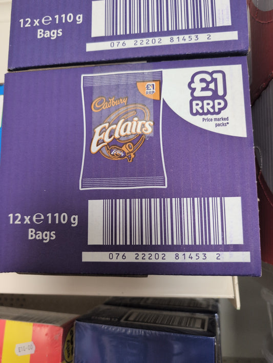 Cadbury Eclairs – 130g Bags (Box of 12) ex store