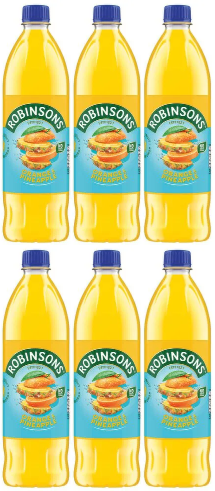 6 x Robinsons Orange & Ananas 1L Zuckerfrei