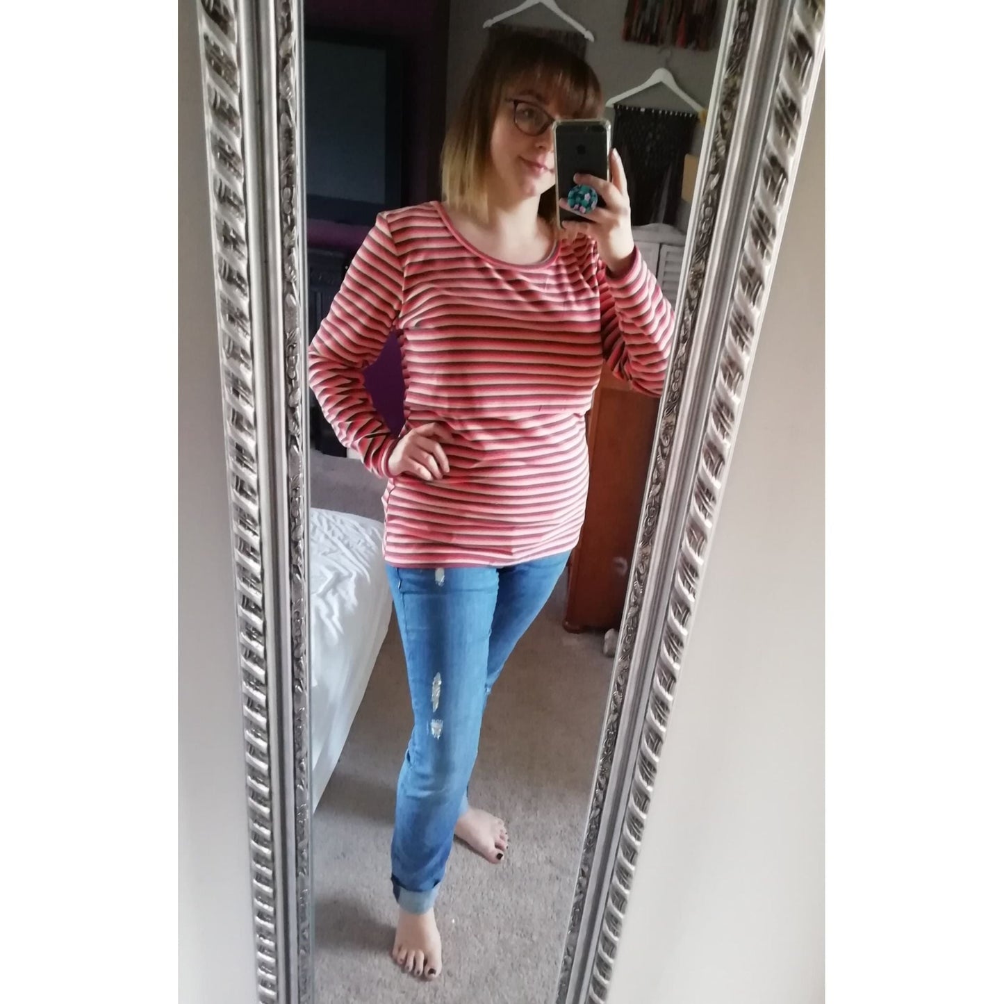 Stillpullover "Rosie Stripe" - Stillpulli aus angerauter Baumwolle