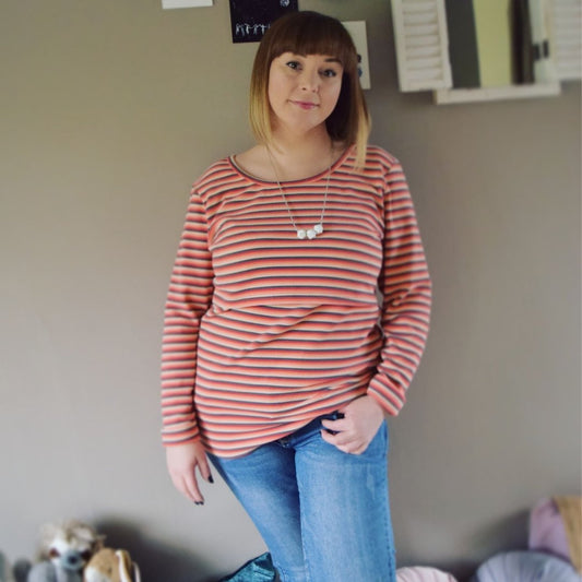 Rosie Stripe Breastfeeding Sweater - Brushed Cotton Nursing Jumper