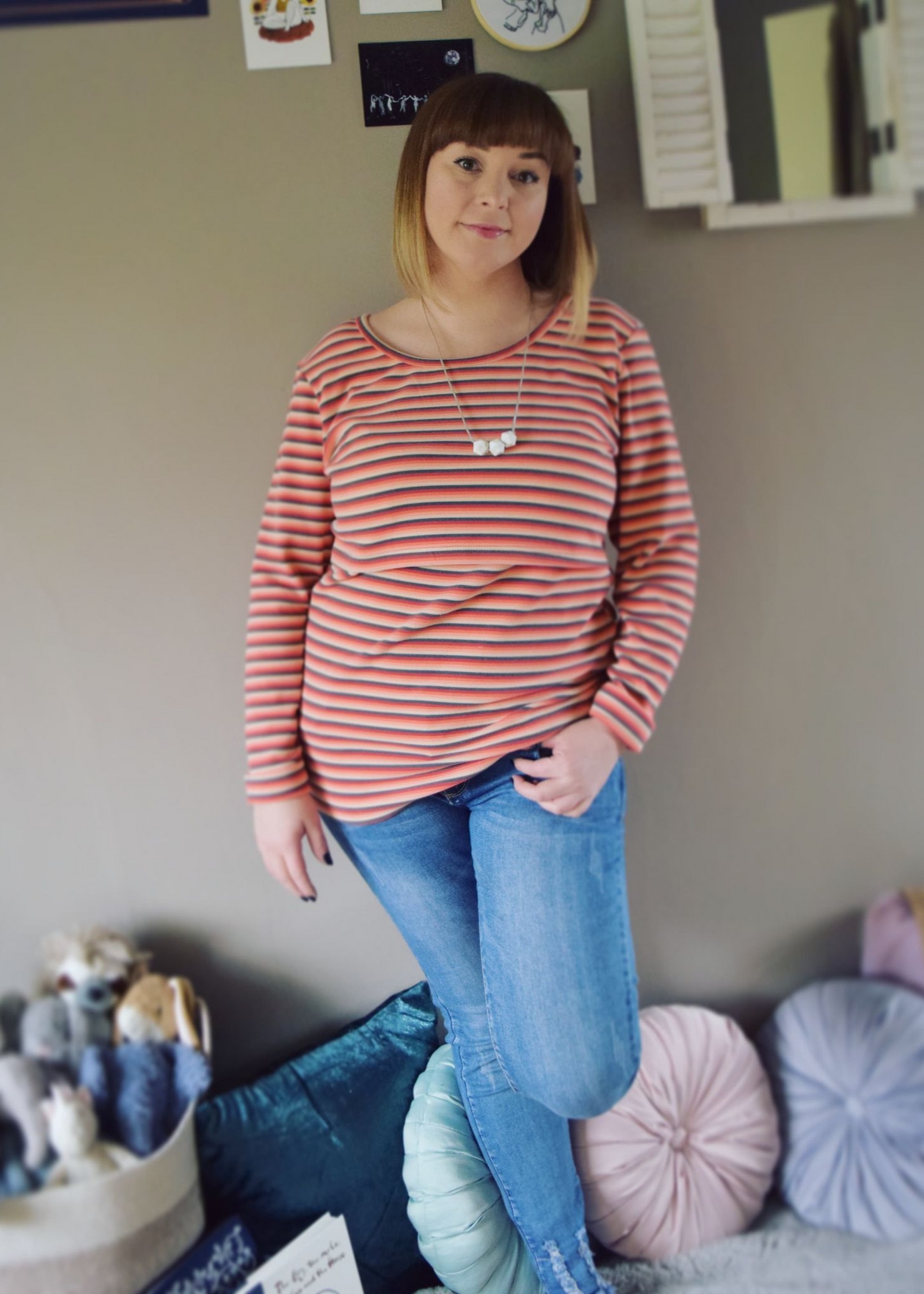 Stillpullover "Rosie Stripe" - Stillpulli aus angerauter Baumwolle