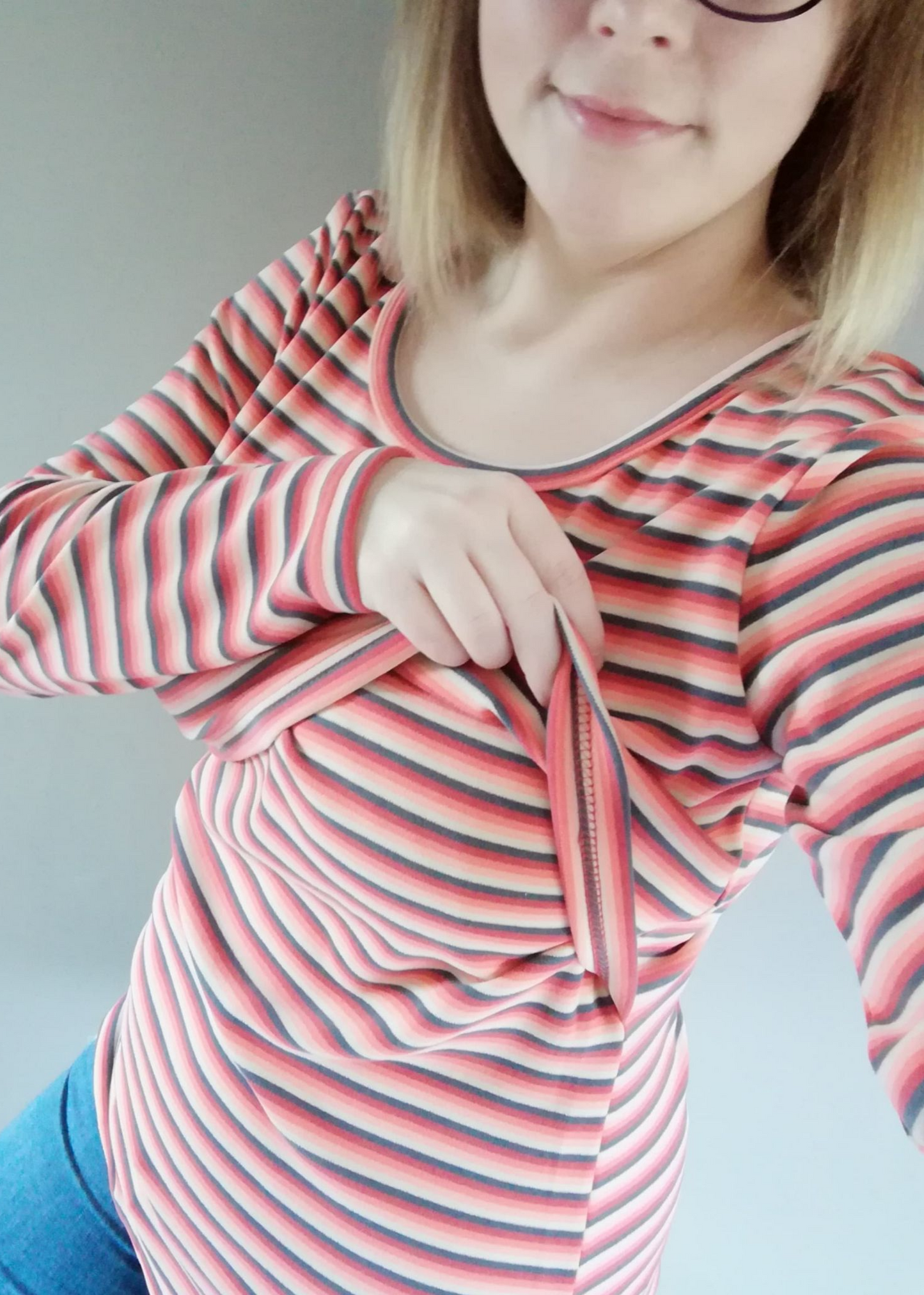 Stillpullover "Rosie Stripe" - Stillpulli aus angerauter Baumwolle
