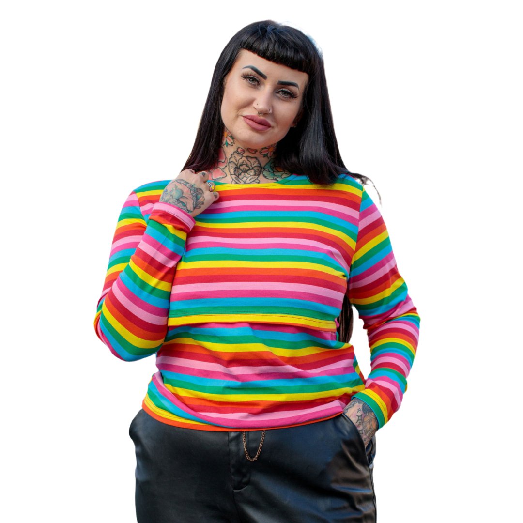 Roxy Rainbow Breastfeeding Top - Soft Cotton Nursing Top by MilkyMoon
