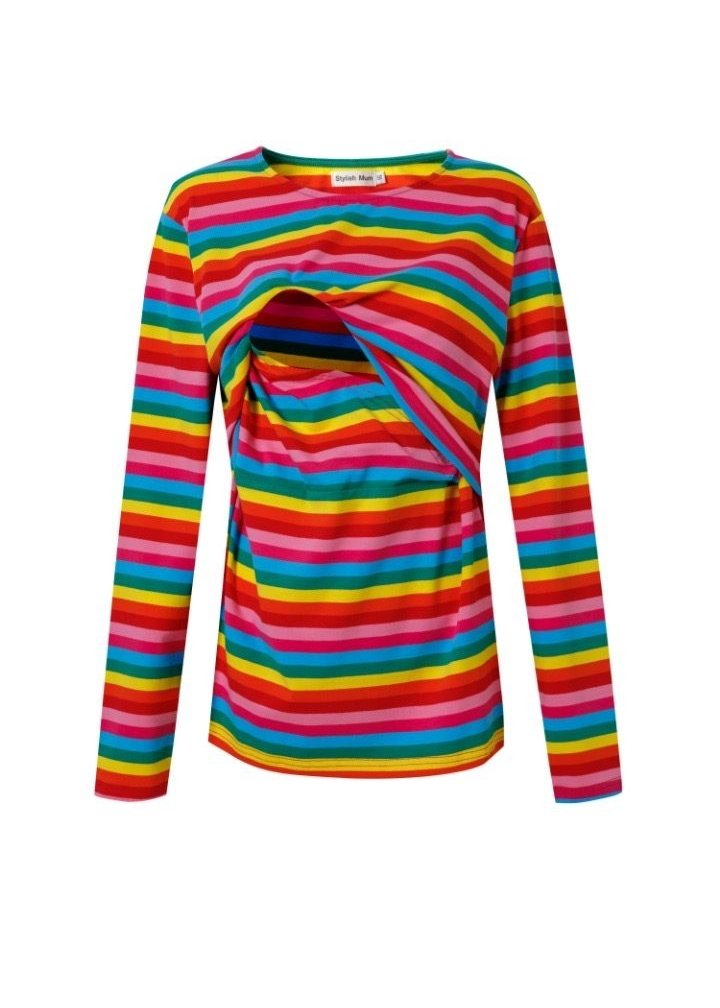 Roxy Rainbow Breastfeeding Top - Soft Cotton Nursing Top by MilkyMoon