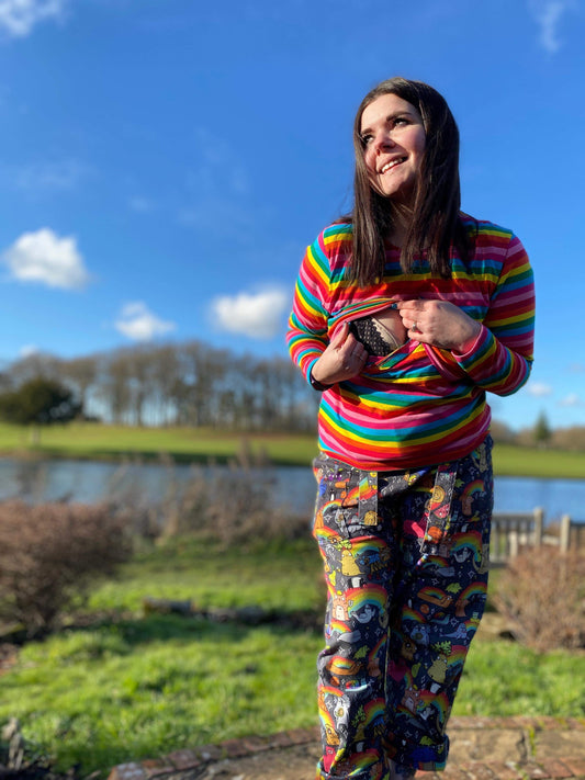 Roxy Rainbow Breastfeeding Top - Soft Cotton Nursing Top by MilkyMoon