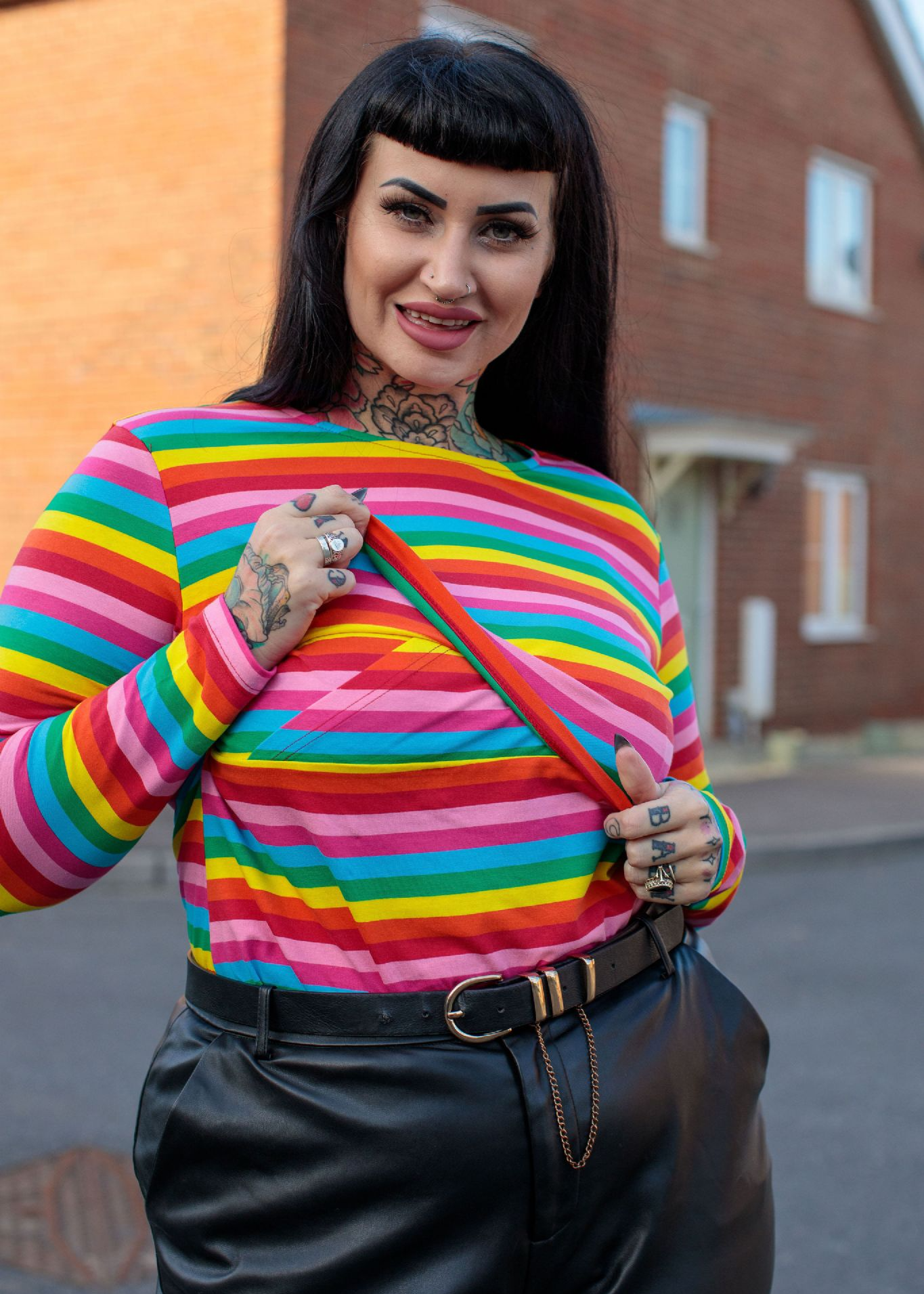 Roxy Rainbow Breastfeeding Top - Soft Cotton Nursing Top by MilkyMoon