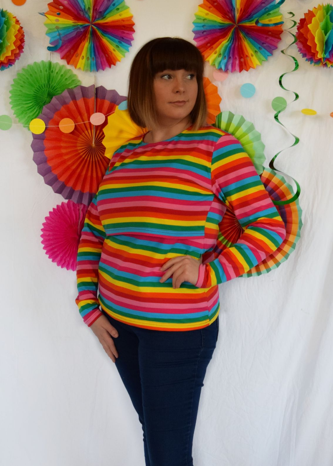 Roxy Rainbow Breastfeeding Top - Soft Cotton Nursing Top by MilkyMoon