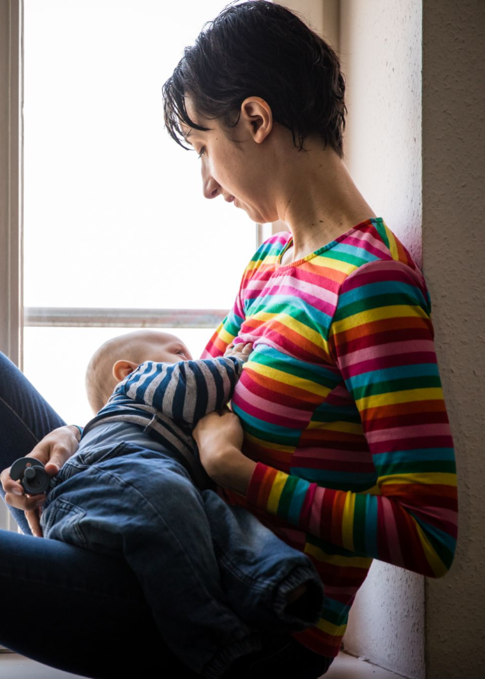 Roxy Rainbow Breastfeeding Top - Soft Cotton Nursing Top by MilkyMoon