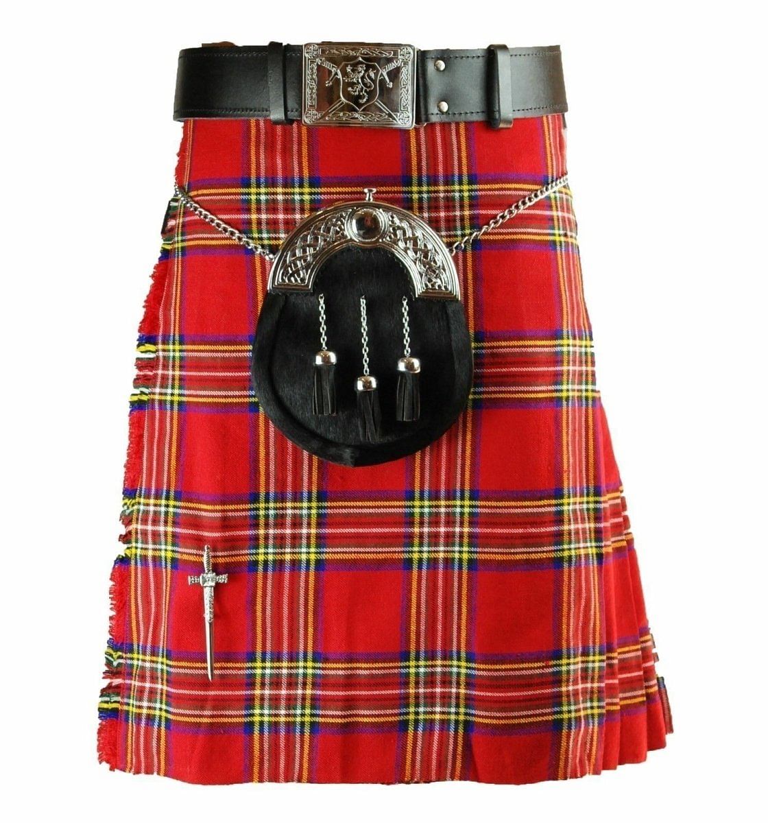 Royal Stewart Traditional Highland Tartan Scottish Men's Kilt Outfit Set