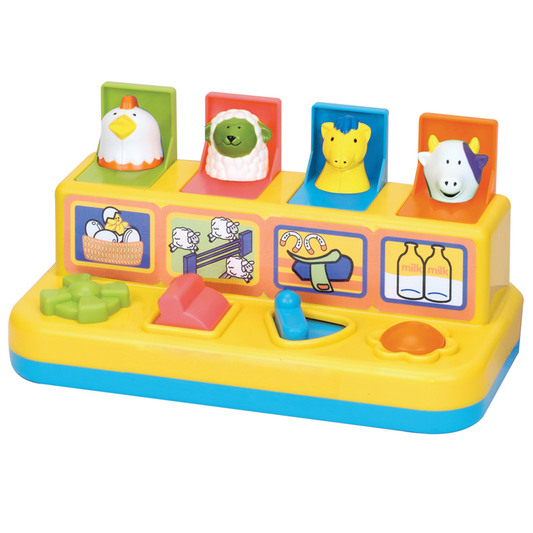 Pop Up Farmyard Friends Activity Toy - Colour Match with Chick, Lamb, Horse & Cow | 18m+