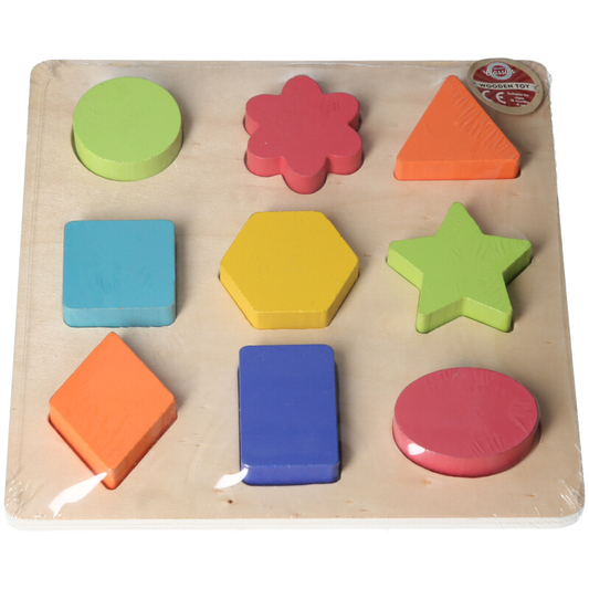 Wooden Shape Sorter Puzzle for Toddlers – 9 Shapes