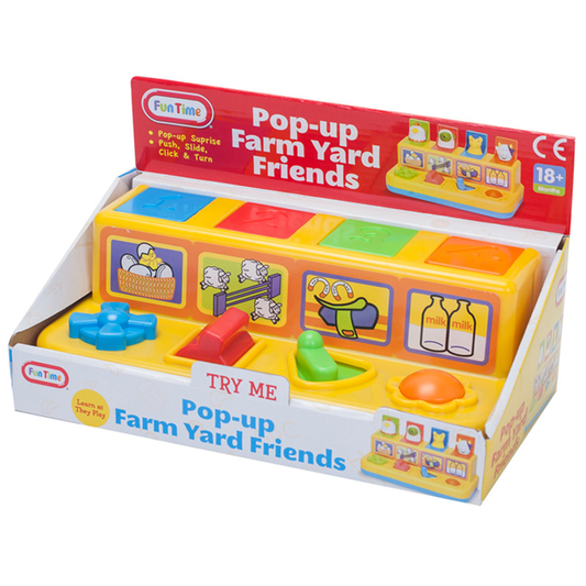 Pop Up Farmyard Friends Activity Toy - Colour Match with Chick, Lamb, Horse & Cow | 18m+