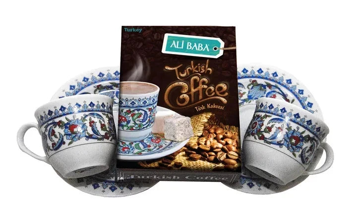Ali Baba Traditional Turkish Coffee Set with Porcelain Cups 100g