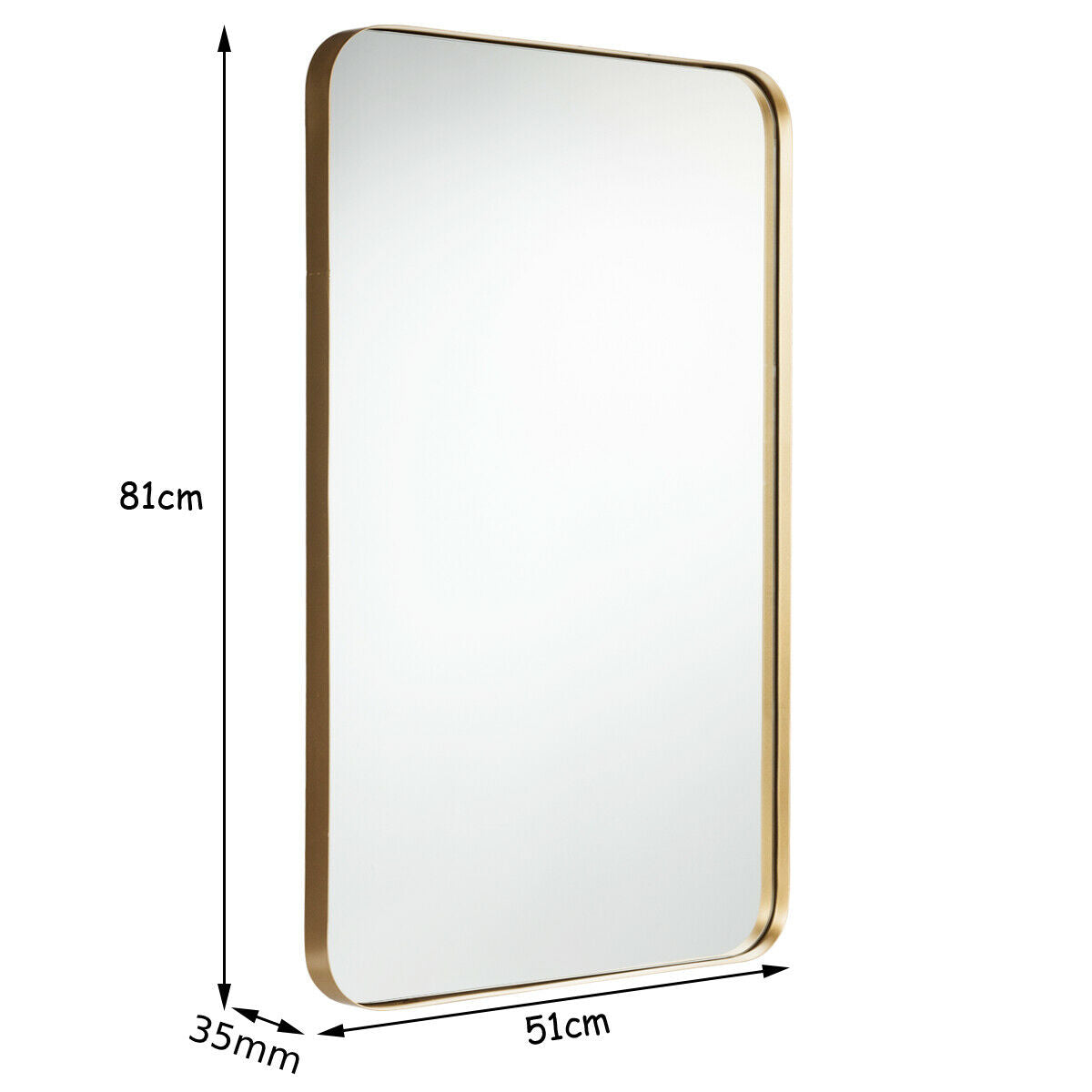 Bathroom Wall Mirror with Rounded Corner for Washroom-Black