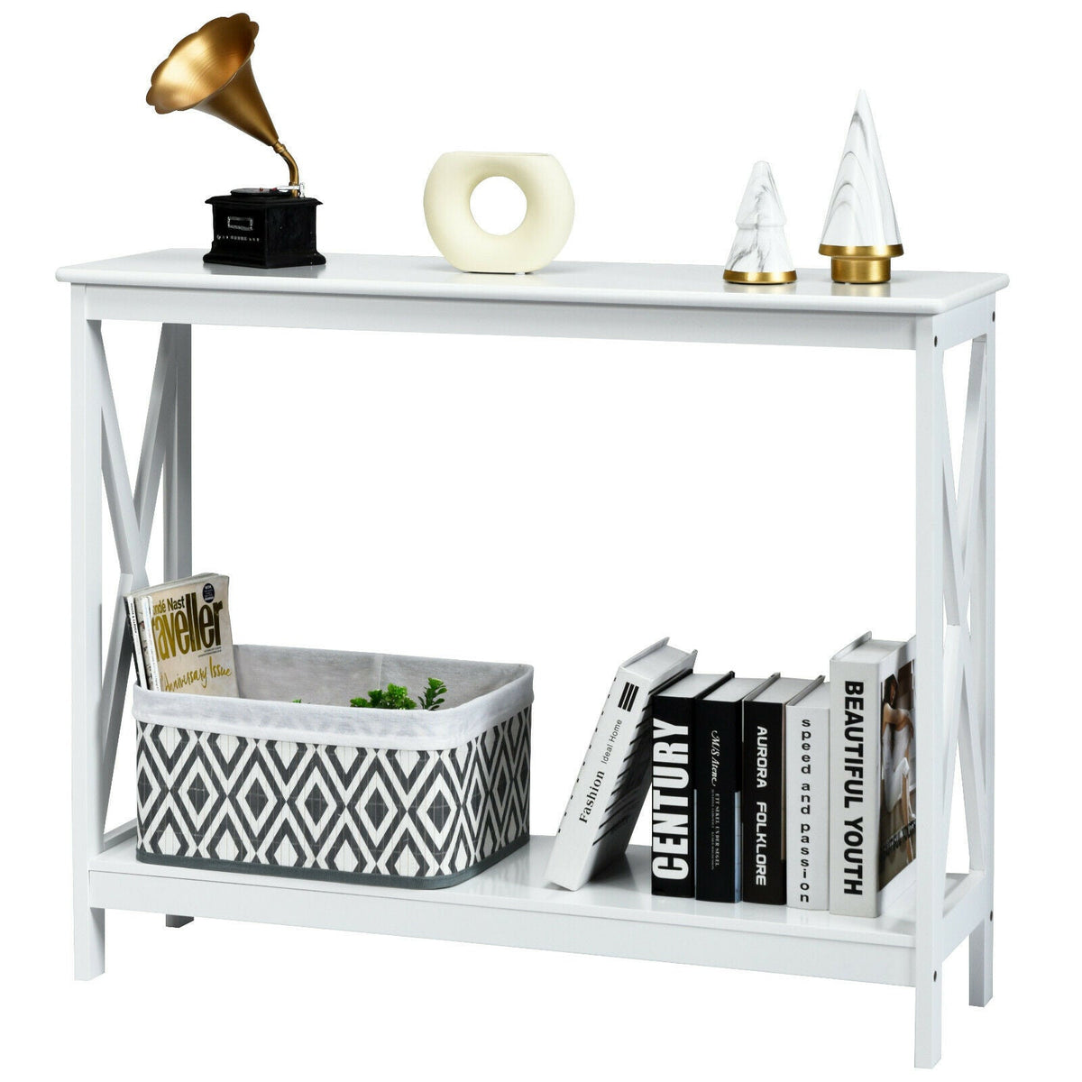 2 Tier Wooden Console Table-Black