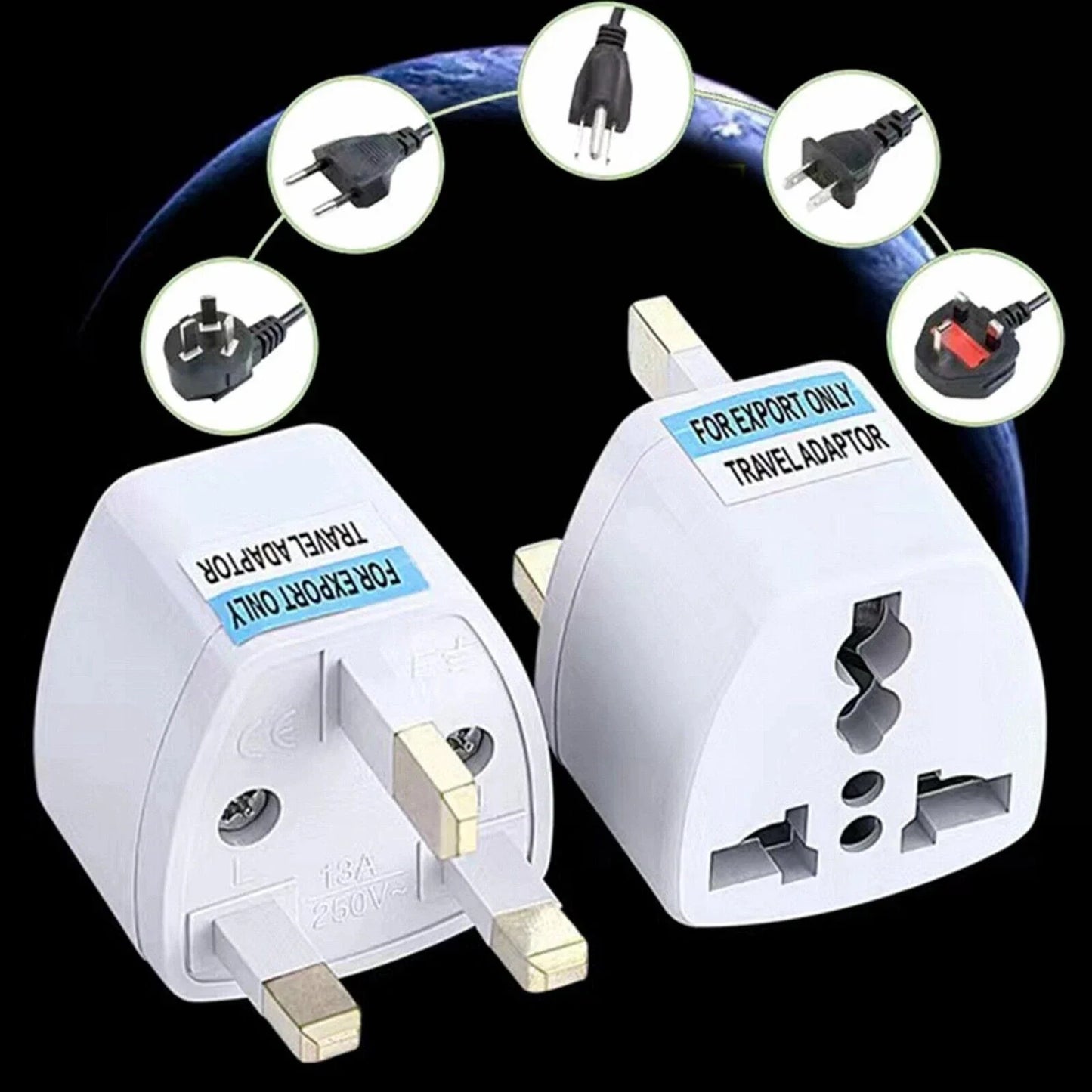 Universal Travel Plug Adapter – EU, US, AU, CN to UK Type G Converter