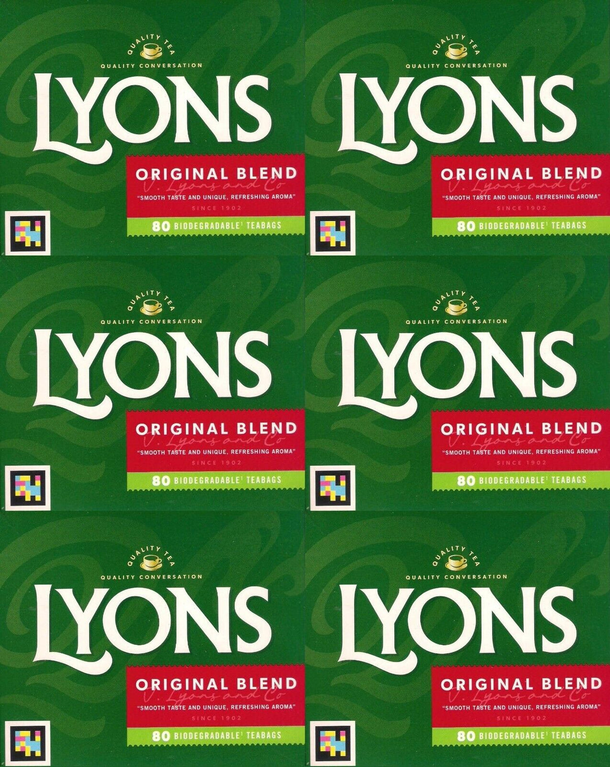12 x Lyons Original Blend 80 Biodegradable Teabags 232G